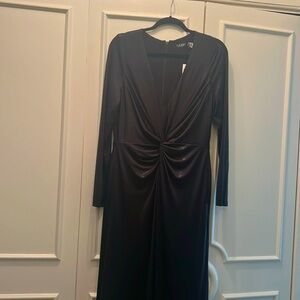 Lauren, Ralph Lauren size 12 black twist front evening gown